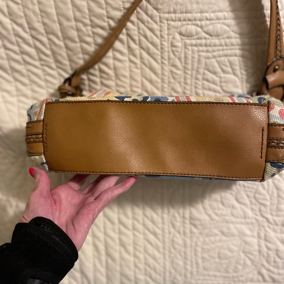 Leather and Cloth Fossil Boho Chic Purse w/Key - Picture 3 of 9